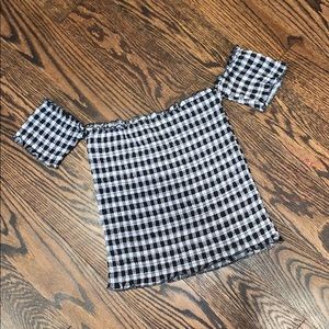 (3/$22) NWOT Checkered Elastic Summer Top